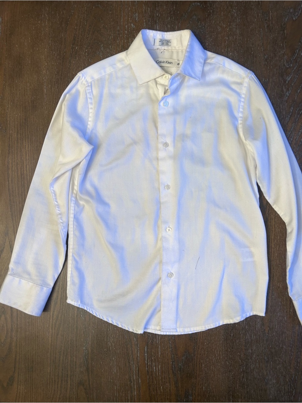 Calvin Klein Boys White Long Sleeve Button-Up Shirt
